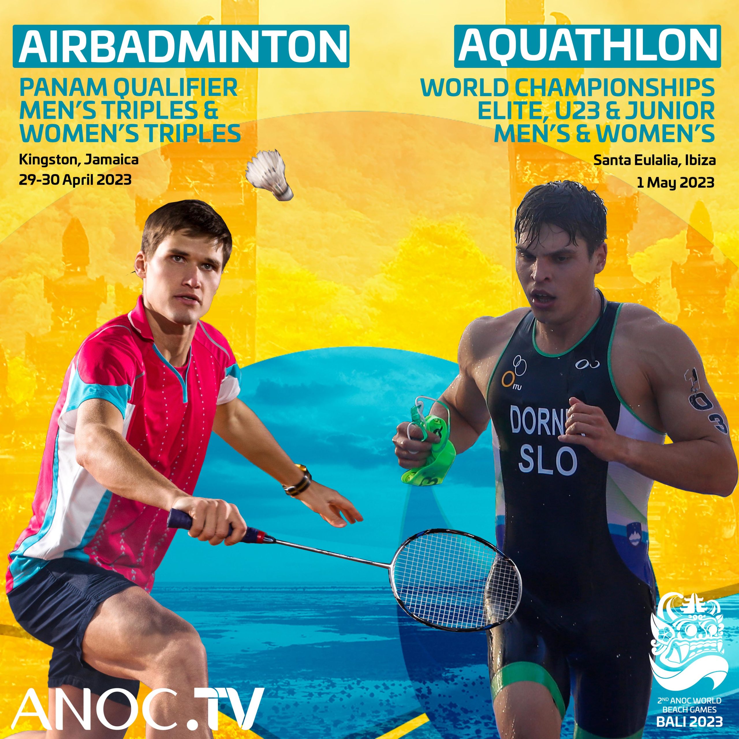 Watch AirBadminton and Aquathlon live on ANOC! ANOC